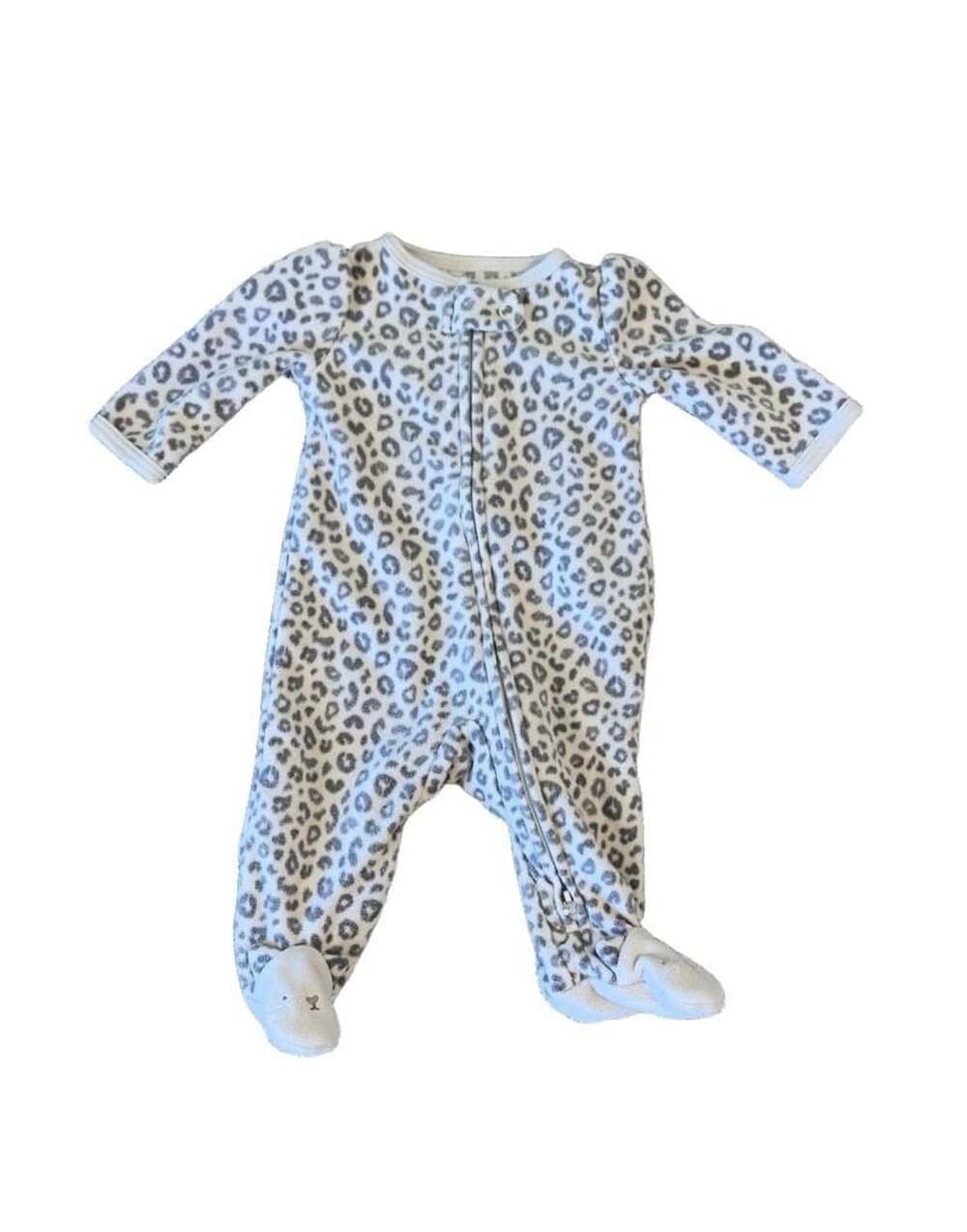 Leopard Fleece 2-Way Zip Newborn Footie Pajamas